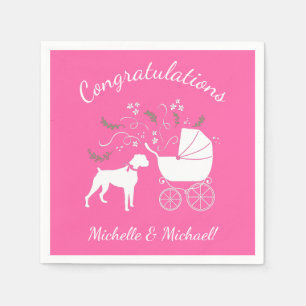 Boxer Hund Baby Shower Rosa Girl Pappersservett