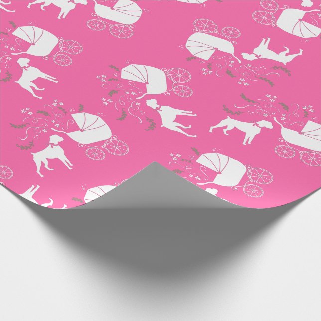 Boxer Hund Baby Shower Rosa Girl Presentpapper (Hörn)
