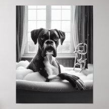 Boxer Hund Bathroom Wall Art, Boxer tar en bath
