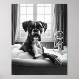 Boxer Hund Bathroom Wall Art, Boxer tar en bath Poster