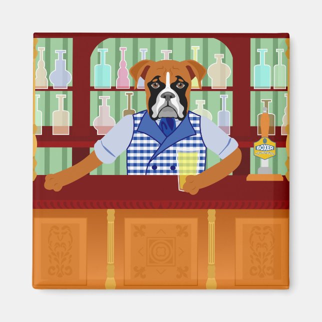 Boxer Hund Beer Pub Magnet (Framsidan)