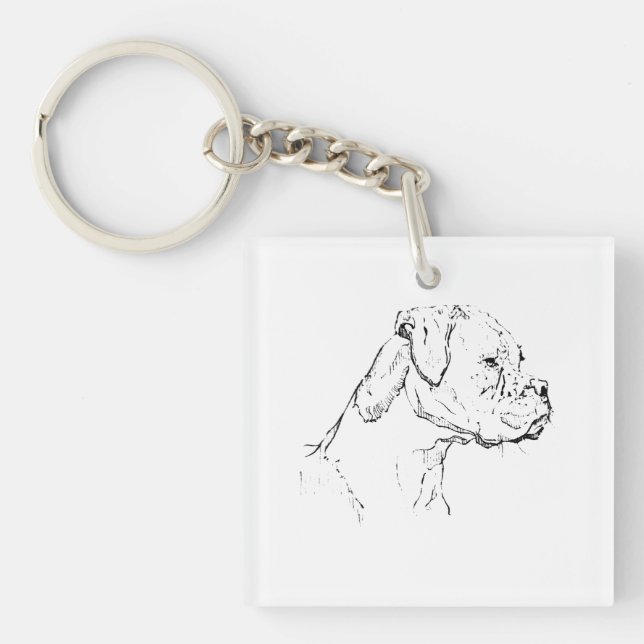 Boxer Hund Bläck Konst – Minimalistisk Hund Linjed (Framsidan)