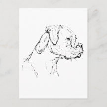 Boxer Hund Bläck Konst – Minimalistisk Hund Linjed