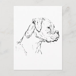 Boxer Hund Bläck Konst – Minimalistisk Hund Linjed Vykort