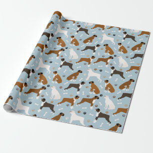 Boxer Hund Bones and Tass Wrapping Papper Presentpapper