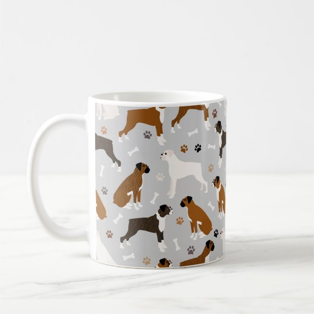 Boxer Hund Bones och Tass Kaffemugg (Vänster)