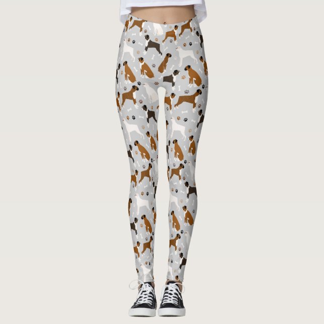Boxer Hund Bones och Tass Leggings (Framsida)