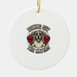 Boxer Hund Boxas Ut Hatarna Rolig T-Shirt Desi Julgransprydnad Keramik