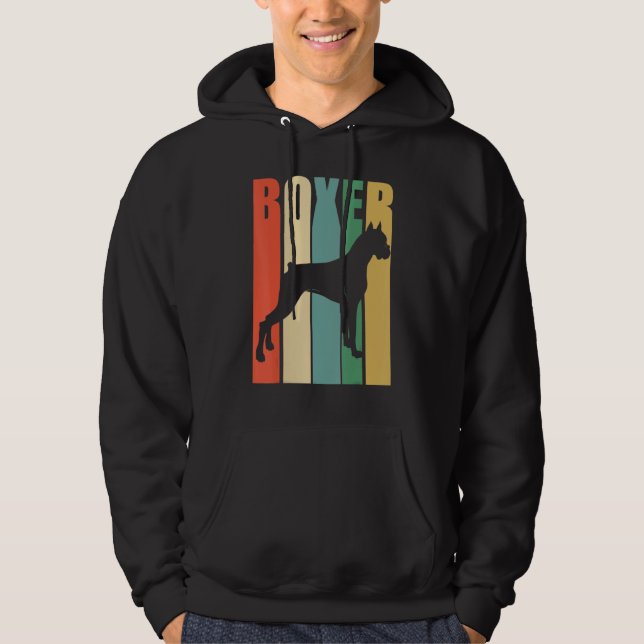 Boxer Hund Boxer Hund Retro Hoodie (Framsida)