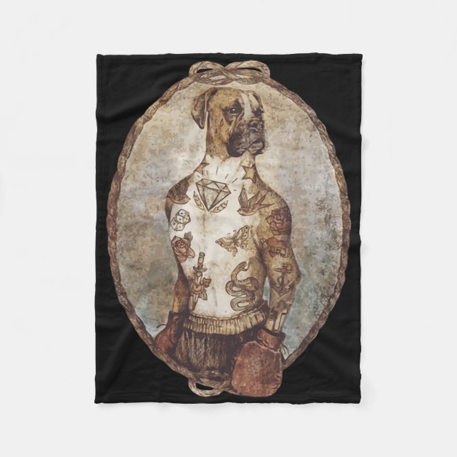 Boxer Hund Boxing Funny Boxer Art Box Klubb För ma Fleecefilt (Framsidan)