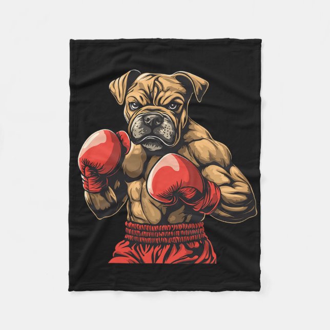 Boxer Hund Boxing Handskar Grafik För manar Women  Fleecefilt (Framsidan)