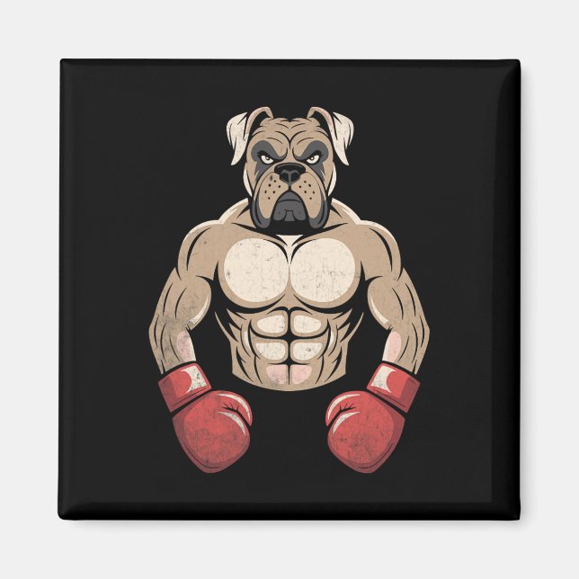 Boxer Hund Boxnings Handskor Husdjur Hundar Boxare Magnet (Framsidan)