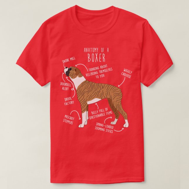 Boxer Hund Brindle Anatomy 1 T Shirt (Design framsida)