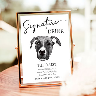 Boxer Hund Bröllop Namnteckning Drink-tecken Poster