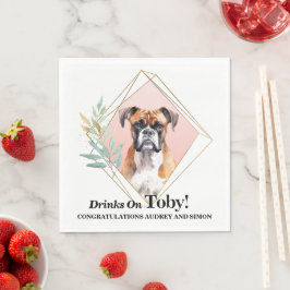 Boxer Hund Bröllop Servetter Med Hund Foto