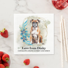 Boxer Hund Bröllops Servetter med Foto