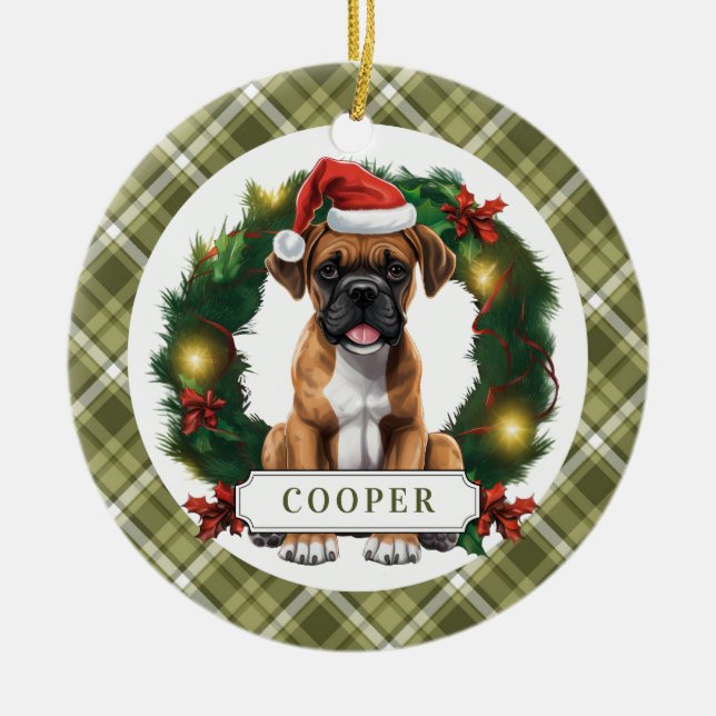 Boxer Hund Ceramic Circle Ornament (Framsidan)