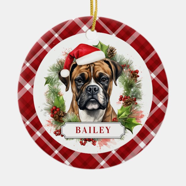 Boxer Hund Ceramic Circle Ornament (Framsidan)