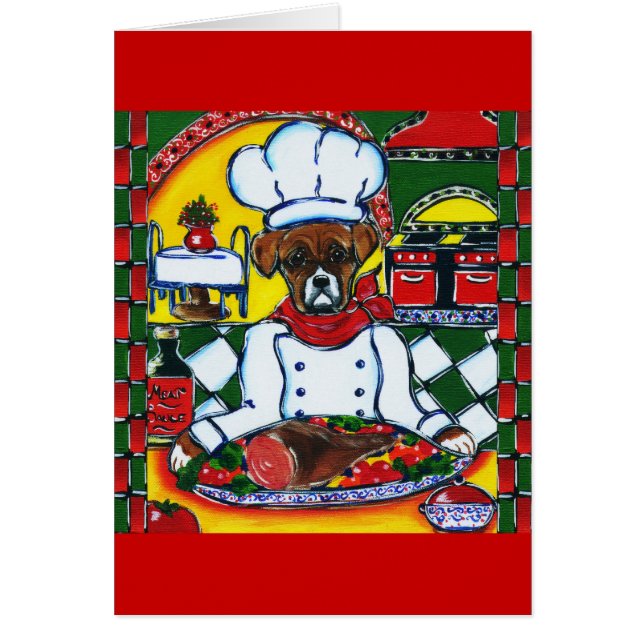 Boxer Hund Chef Hälsningskort (Framsidan)
