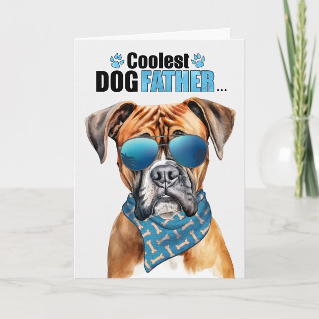 Boxer Hund Coolest Pappa Fars dag Helgkort (Framsida)