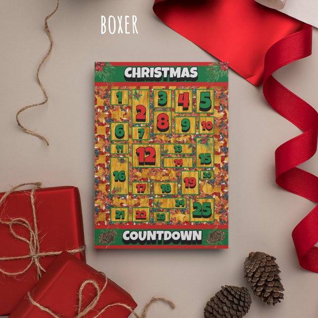 Boxer Hund Coundown jul Advent Calendar Julkort (Skapare uppladdad)