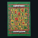 Boxer Hund Coundown jul Advent Calendar Kökshandduk<br><div class="desc">Boxer Hund Countdown jul Calendar-kökshandduk har en vattenfärg av en griffon i Bryssel med en julhatt och en färgstark röd halsduk. Lönsam design för Hundälskare!</div>