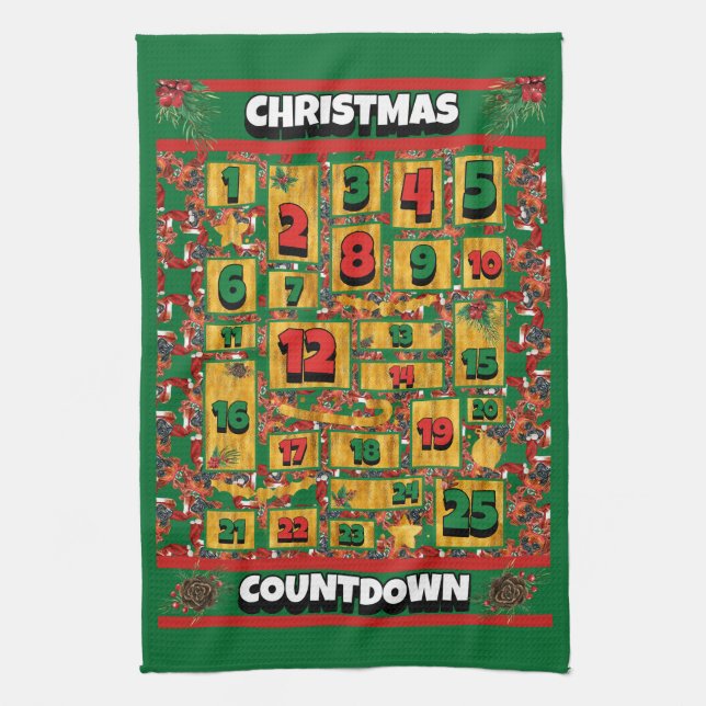 Boxer Hund Coundown jul Advent Calendar Kökshandduk (Vertikal)
