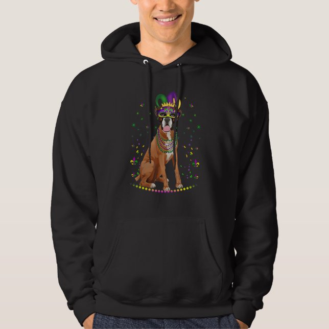 Boxer Hund Cute Mardi Gras Carnival Jester 1 Hoodie (Framsida)