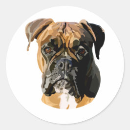 Boxer Hund Digital Art Runt Klistermärke
