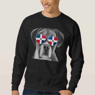 Boxer Hund Dominican Flagga Sunglass Lång Ärmad Tröja