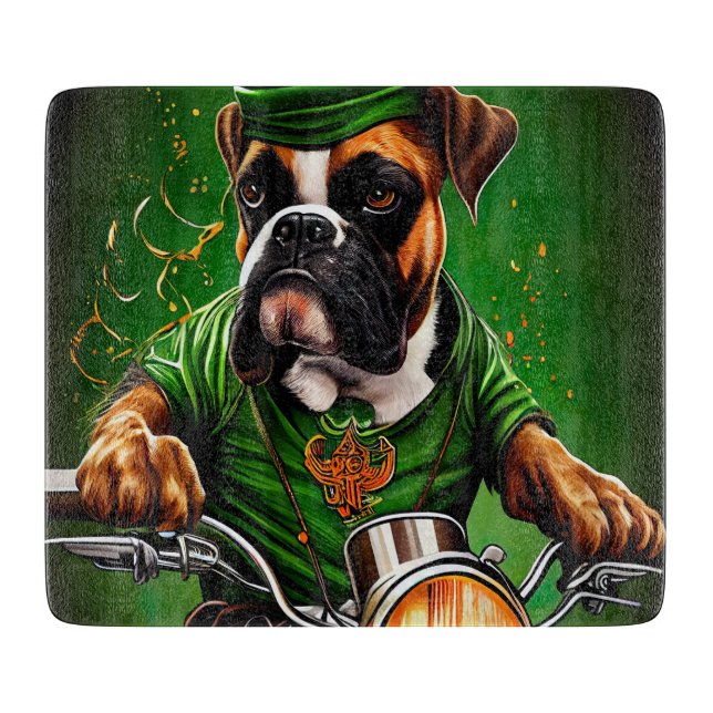 Boxer Hund Driving Bike St. Patrick's Day (Framsidan)