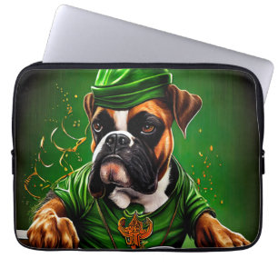 Boxer Hund Driving Bike St. Patrick's Day Laptop Fodral