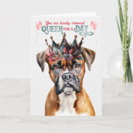 Boxer Hund drottning för en dag på födelsedagen Kort