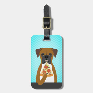 Boxer Hund Eating Slice of Pizza Bagagebricka
