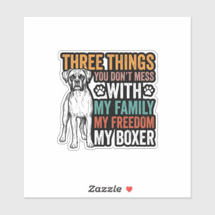 Boxer Hund Familj Frihet Vintage T-Shirt Design_1 Klistermärken