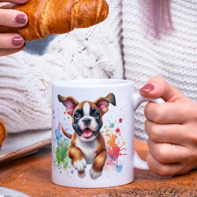 Boxer Hund Färg Splash Kaffemugg (Skapare uppladdad)