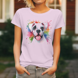 Boxer Hund Färg Stänk T Shirt