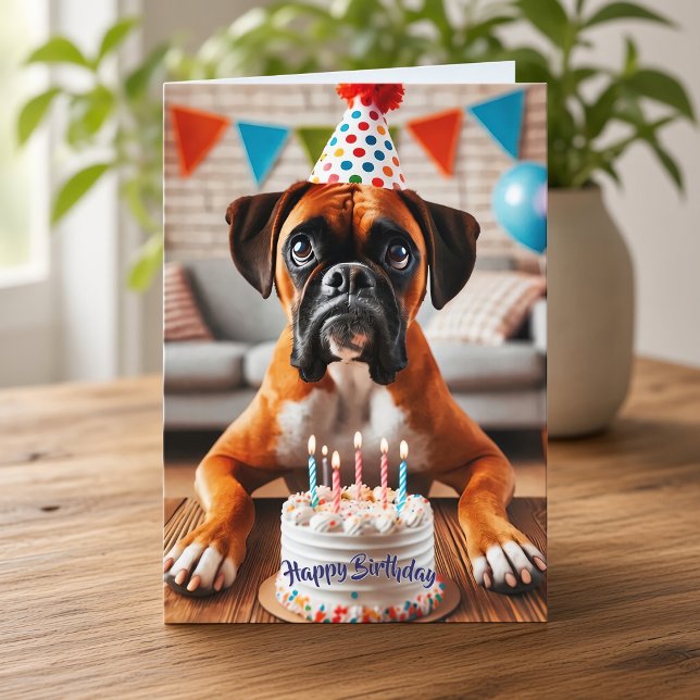 Boxer Hund Födelsedags Kul Helgkort (Skapare uppladdad)