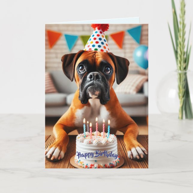 Boxer Hund Födelsedags Rolig Kort (Framsida)