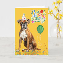 Boxer Hund Födelsedagsfest Hatt Gul Födelsedag