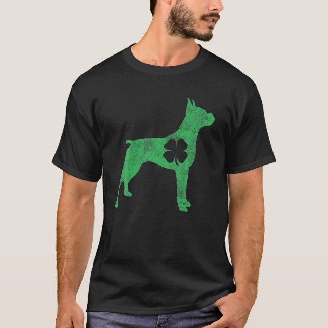 Boxer Hund Gift St. Patrick's Day Shamrock Klöver  T Shirt (Framsida)