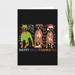 Boxer Hund Glad Hallothanksmas Xmas Hund Älskare  Kort