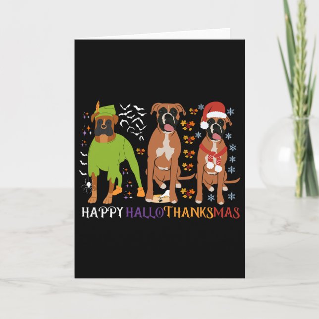 Boxer Hund Glad Hallothanksmas Xmas Hund Älskare  Kort (Framsida)