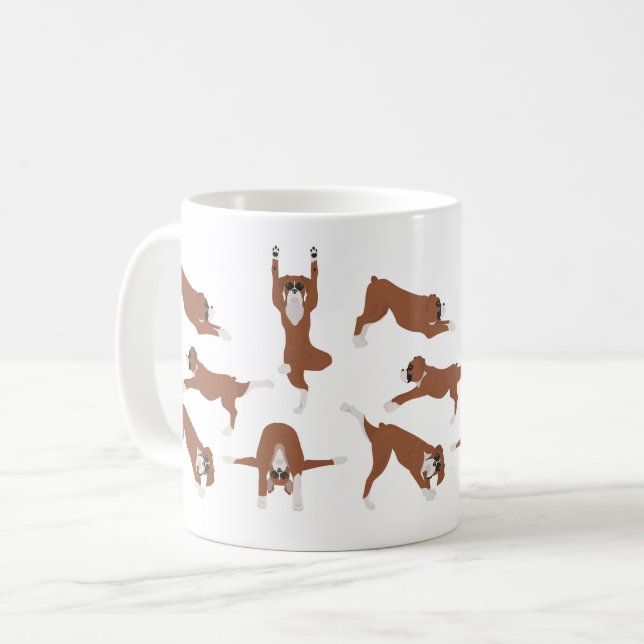 Boxer hund gör yoga kaffemugg (Framsida vänster)