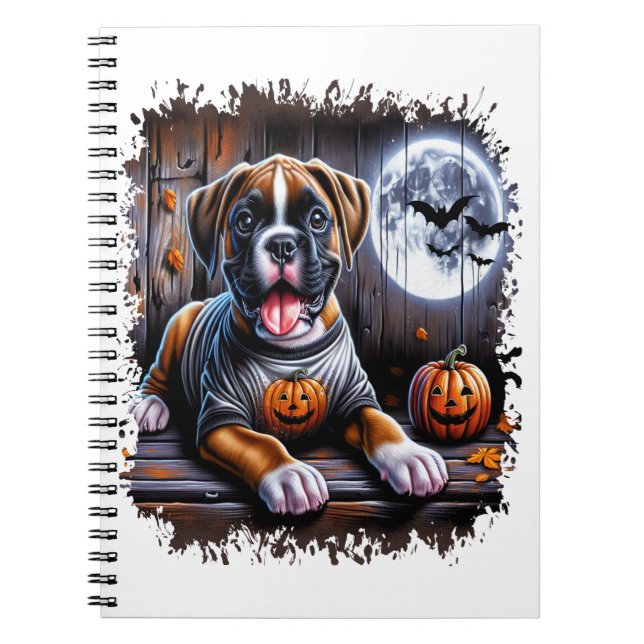 Boxer Hund Halloween Anteckningsbok (Framsidan)