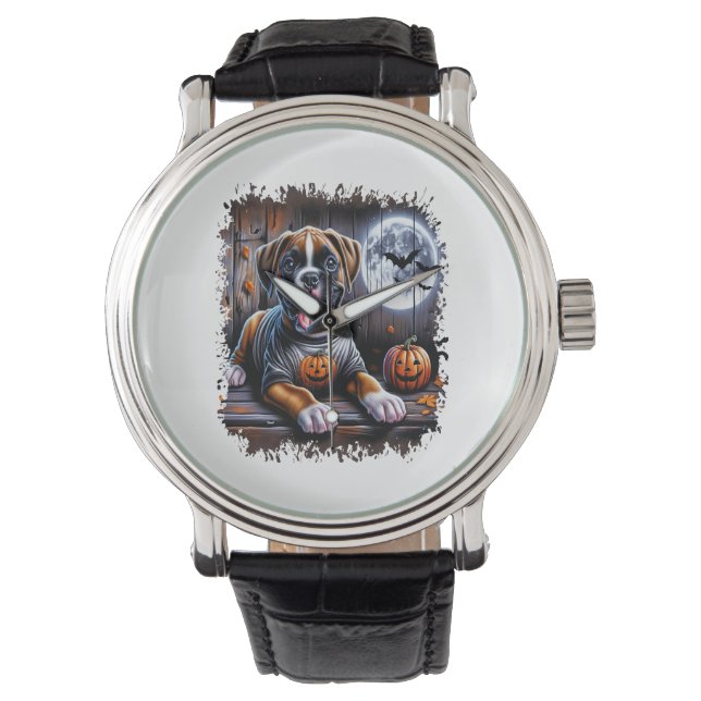 Boxer Hund Halloween Armbandsur (Framsida)