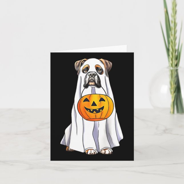 Boxer Hund Halloween Funny Ghost Costume with Pump Kort (Framsida)