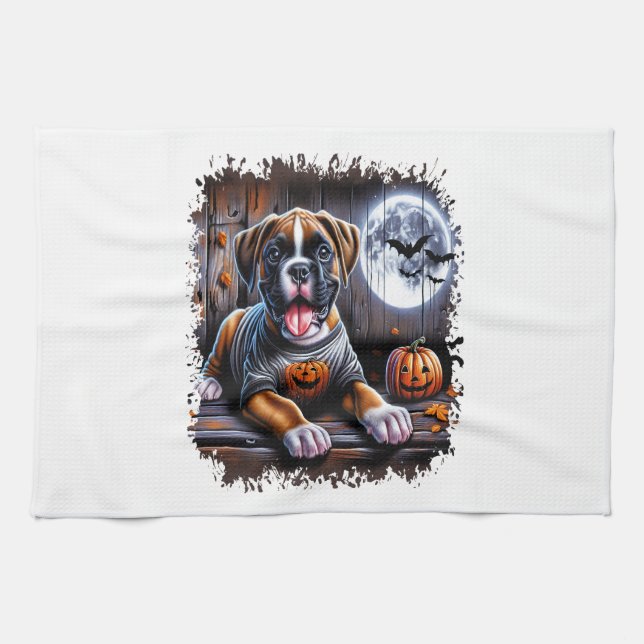 Boxer Hund Halloween Kökshandduk (Horisontell)