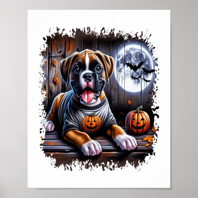Boxer Hund Halloween Poster (Framsidan)
