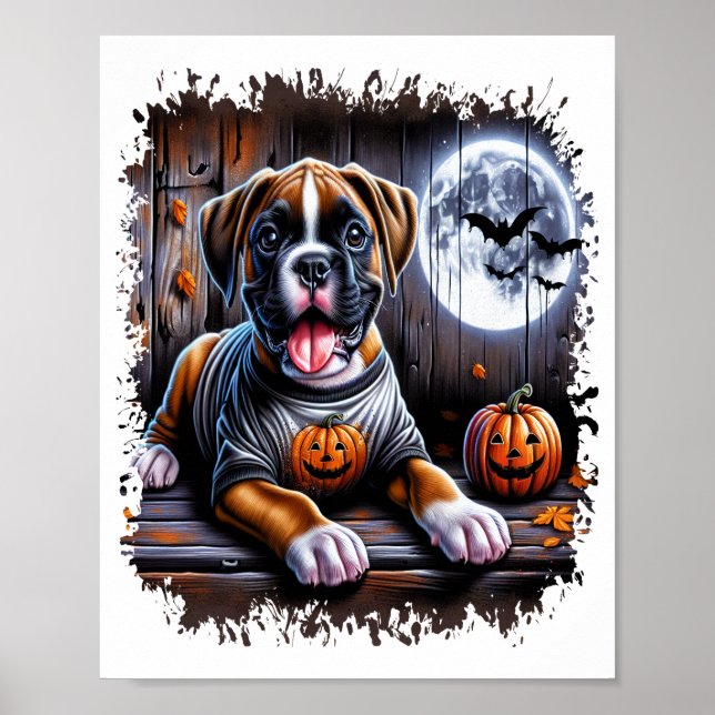 Boxer Hund Halloween Poster (Framsidan)